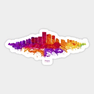 Phoenix City Skyline - Watercolor Red, orange, purple Sticker